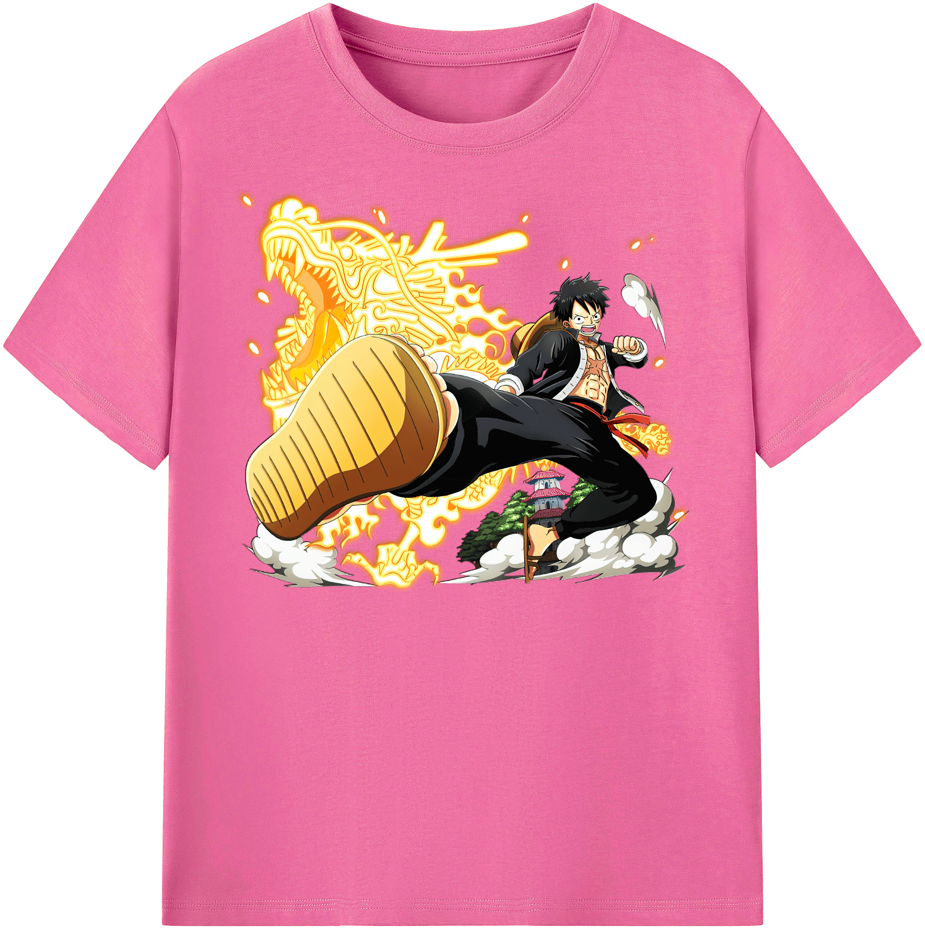 ワンピース モンキー・D・ルフィ ONE PIECE Monkey D. Luffy レディースカジュアルプリントTシャツ（綿100％）